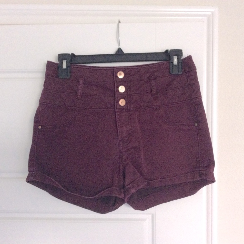 Maroon Refuge High-Waisted Shorts